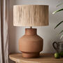 Buckland Terracotta Table Lamp With Raffia Shade, thumbnail 1 of 7