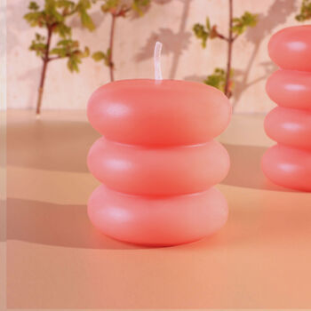 G Decor Strawberry Lip Balm Scented Pebble Bubble Stack Sculptural Pillar Candle, 5 of 5