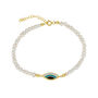 Pearl Evil Eye Sterling Silver Bracelet, thumbnail 6 of 10