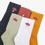 Women's Toadstools Embroidered Cotton Ankle Socks Five Pack, thumbnail 2 of 7