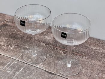 Set Of Two Linear Patterned Champagne/Coctail Saucers/Glasses, 2 of 4