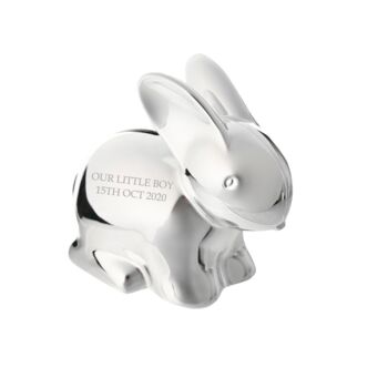 Personalised Silver Plated Rabbit Money Box, 5 of 5