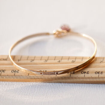 Blessed Slim Brass Bangle In Gold Or Silver Finish, 4 of 12