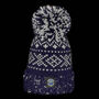 Navy Nordic Knit Reflective Super Bobble Hat, thumbnail 2 of 3