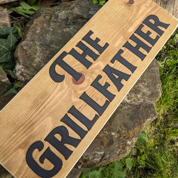 The Grillfather,Outdoor Barbeque Wooden Sign, 2 of 3
