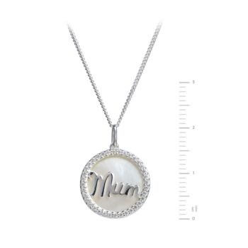 Sterling Silver Mother Of Pearl Mum Pendant Necklace, 3 of 4