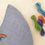 Embroidered Rainbow Blue Face Mask, thumbnail 2 of 5