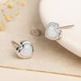 Sterling Silver Heart Opal Stud Earrings, thumbnail 4 of 8