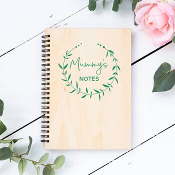 Personalised A5 Wooden Floral Name Notebook, 3 of 3