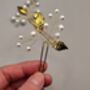 Gold Leaf Bridal Hair Pin With Pearls For Wedding Hair, thumbnail 6 of 12