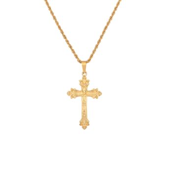 Mens Gold Plated Vintage Cross Necklace Steel Pendant, 9 of 10