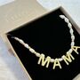 Dainty Pearl 'Mama' Necklace Delicate Gold Name Necklace Authentic Pearls, thumbnail 3 of 5