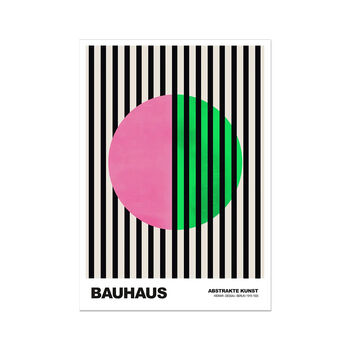 Bauhaus Monochrome Art Poster Striped Circle, 2 of 2