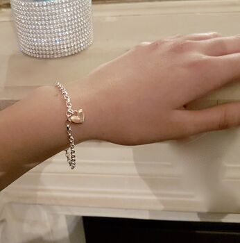 Silver Bracelet With Solid Gold Love Heart, 6 of 6