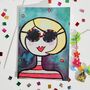 Birthday Card Girl With Blonde Bob And Sunglasses, thumbnail 5 of 5