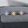Sparkly Cz Starburst Stud Earrings In Sterling Silver, thumbnail 1 of 11