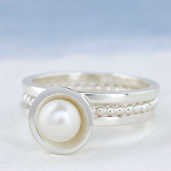 Pearl Stacking Ring Set. Sterling Silver, 11 of 12