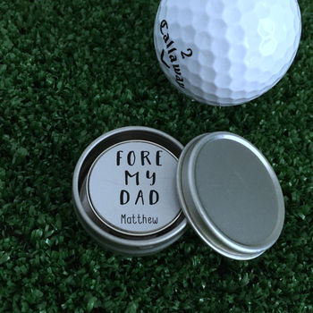 Personalised ‘Fore My Dad’ Golf Ball Marker, 2 of 3