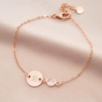 Personalised Initial Disc And Birthstone Bracelet, 8 of 12