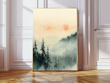 Japanese Style Set Of Two Landscape Mountain Art Prints, 4 of 4