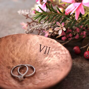 7th Anniversary Small Hammered Copper Ring Bowl, 5 of 8