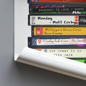 Favourite Music Gift: Retro Handwritten Cassettes, Mixtape Print, 2 of 8