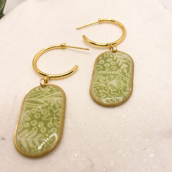 Green Botanical Drop Statement Earrings For Her, 4 of 11