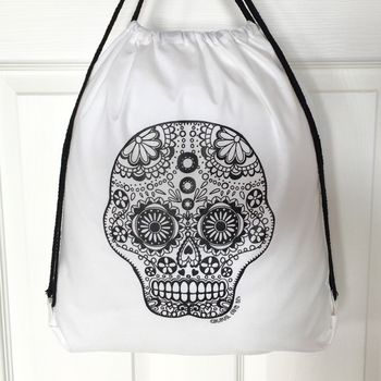 Drawstring Bag To Colour In With Skull By Pink Pineapple Home & Gifts