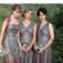 Bespoke Lace Bridesmaids Dresses In Pink And Aqua, thumbnail 2 of 9