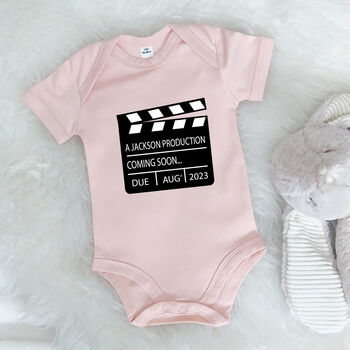 Personalised Film Baby Announcement Babygrow, 2 of 7