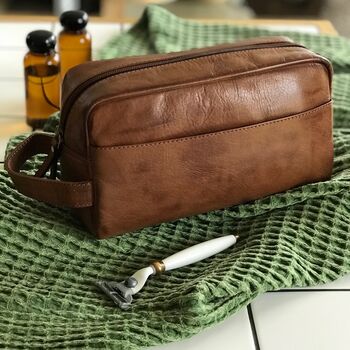 Personalised Leather Wash Bag, 3 of 11