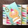 Gold Foiled Cat 5th Birthday Card, thumbnail 4 of 5