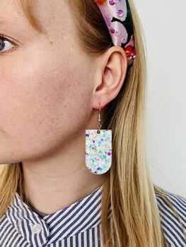 Classic Glitter Spring Drop Statement Resin Earrings / Perfect Wedding Earrings / Spring Statement Jewellery, 10 of 10