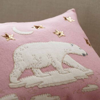 Polar Bear Cushion With Sequin Stars, 4 of 5