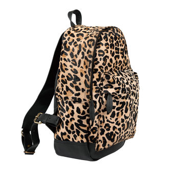 Classic Leather Backpack In Leopard Print Pony Hair, 4 of 10