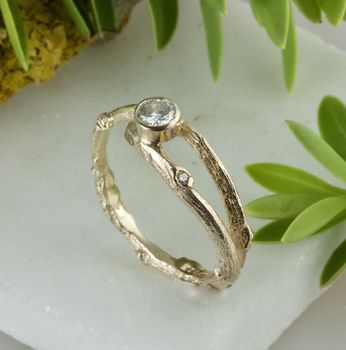Moissanite And Gold Twig Engagement Ring, 6 of 12