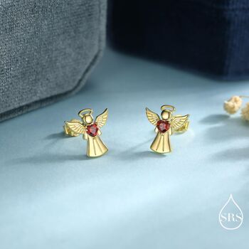 Sterling Silver Angel Stud Earrings, 2 of 12