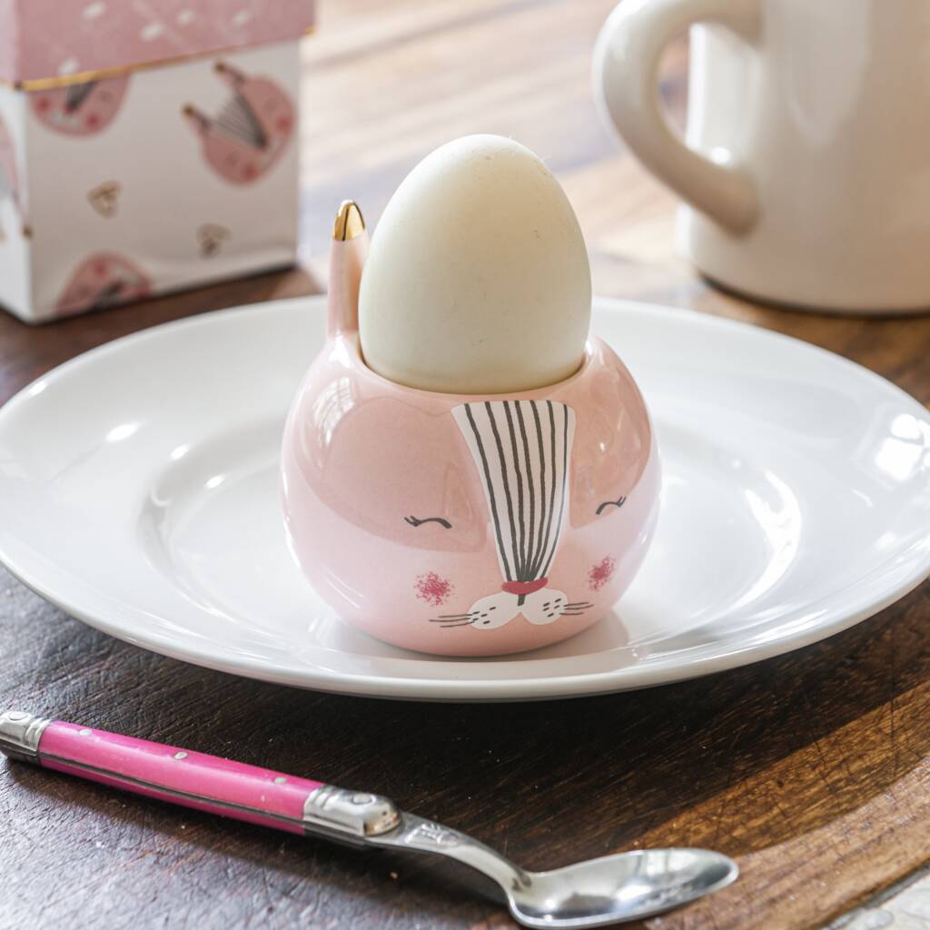 Gift Boxed Pink Ceramic Rabbit Egg Cup, 1 of 6