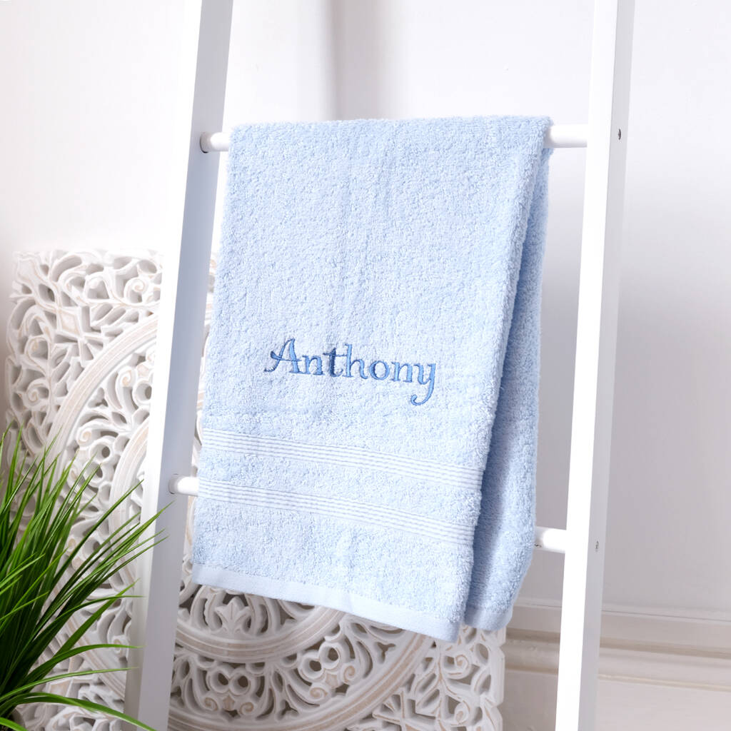 Personalised Baby Blue Hand Towel By 1st Birthday Gifts