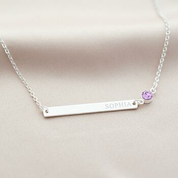 Personalised Birthstone And Bar Name Necklace, 7 of 12