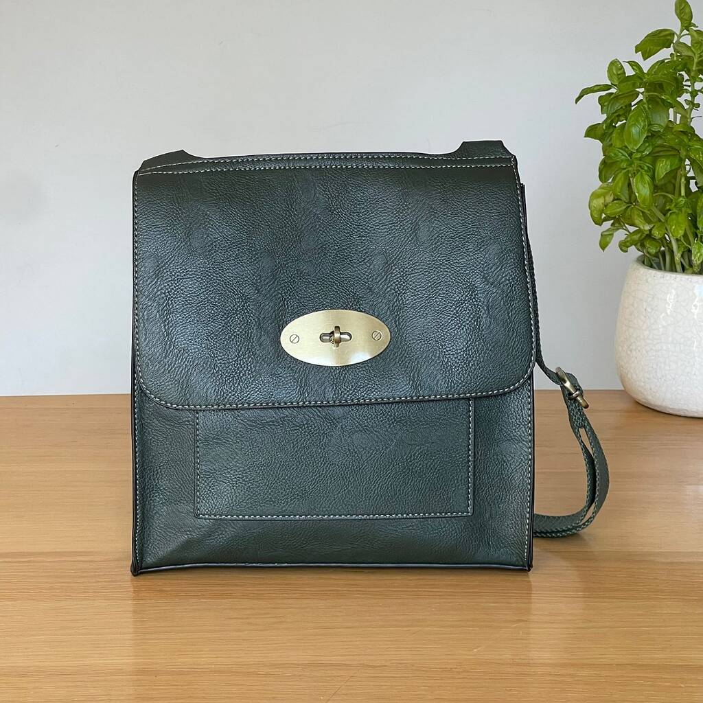Postman Lock Satchel Bag In Dark Green By Nest