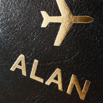 Personalised Gold Name Black Passport Holder, 2 of 2