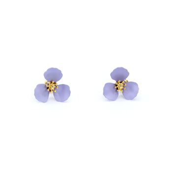 Three Petal Flower Earring In Light Pink/Ivory/Lavender, 3 of 4
