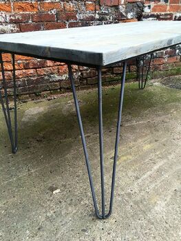 Industrial Reclaimed Hairpin Leg Table And Bench 202, 3 of 6