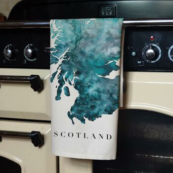Scotland Watercolour Map Illustrated Tea Towel, 5 of 10