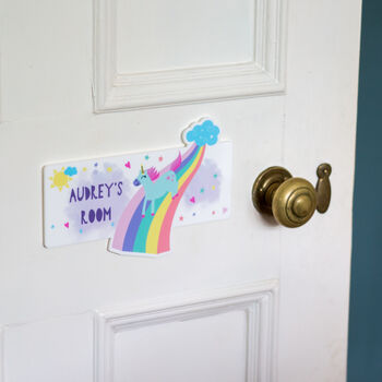 Personalised Girl's Unicorn Bedroom Door Sign Plaque, 7 of 12