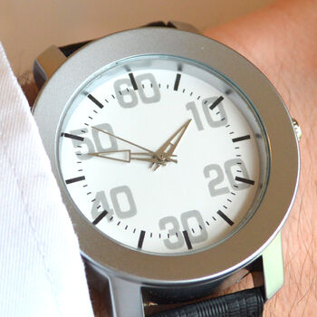 Personalised Engraved Wrist Watch With Grey Numbers, 3 of 3