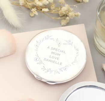Personalised Floral Heart Compact Mirror, 3 of 4