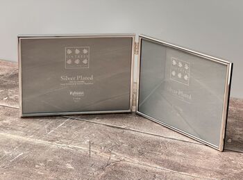 Sixtrees Slim Silver Plated Border Double Photo Frame, Five X Seven, 3 of 4