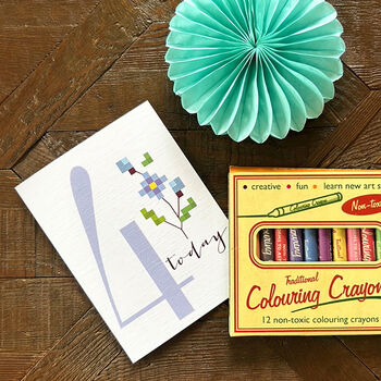 Mini Cross Stitch 4th Birthday Card, 3 of 5